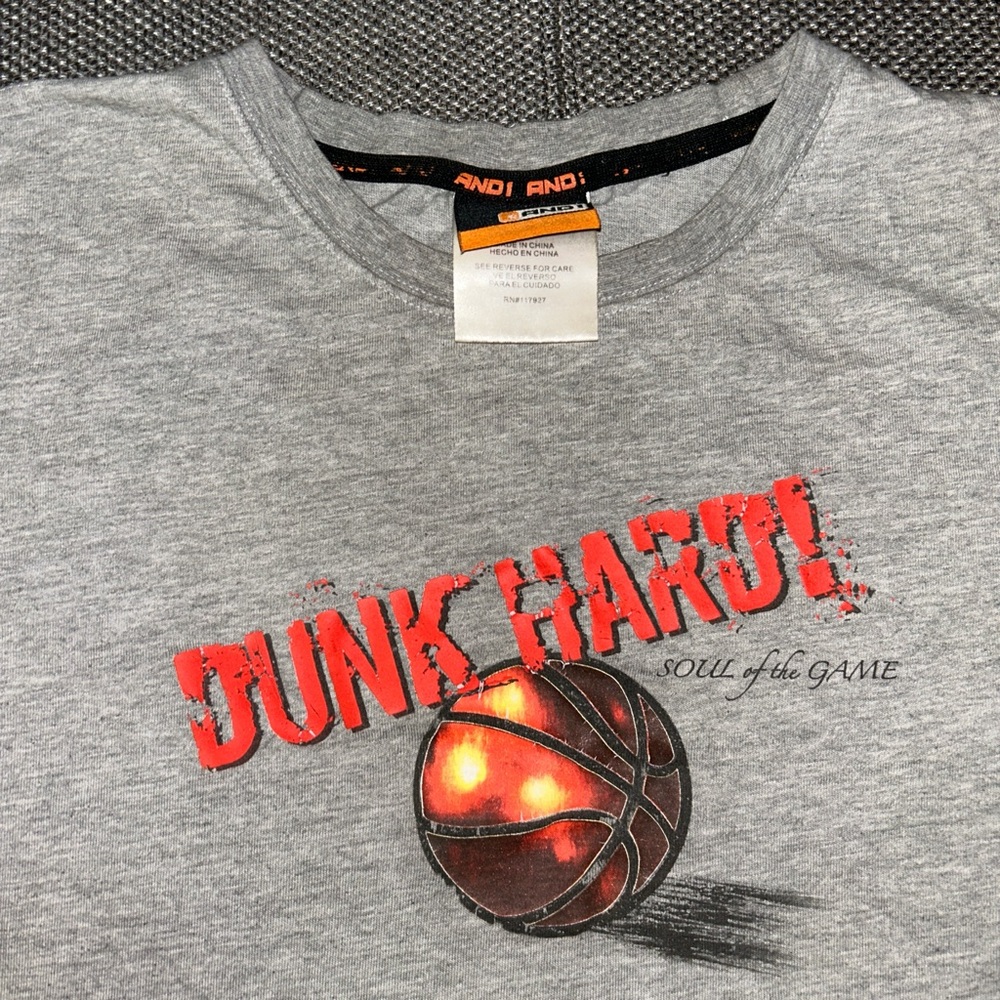 Vintage Y2K AND1 Gray Graphic T-Shirt with Basketball Design 2XL - Picture 4 of 4